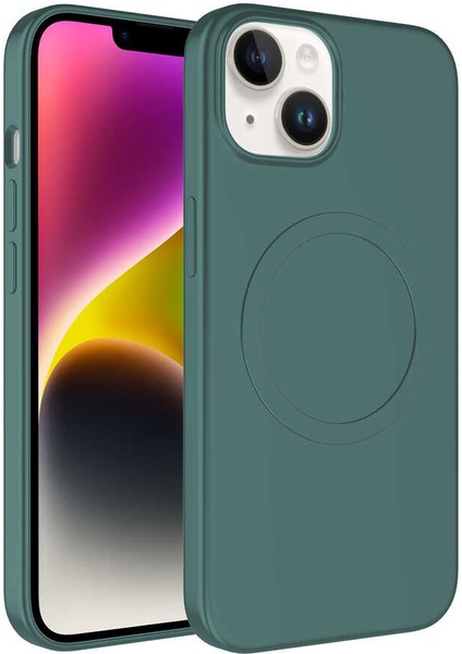 iPhone 14 Plus - Uyumlu Magsafe Wireless Şarj Özellikli Pastel Renk Silikon Appfube Plas Kapak-Lavendery Gray