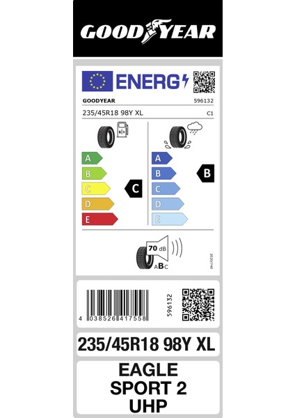 235/45 R18 98Y Eagle Sport 2 Uhp Xl Fp Oto Yaz Lastiği (Üretim Yılı: 2024) fiyatları