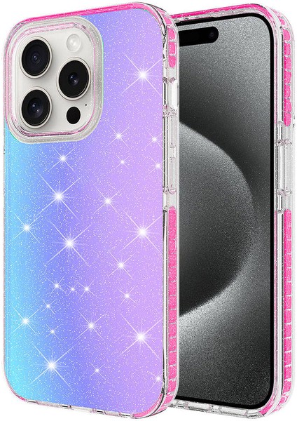 iPhone 15 Pro Max - Uyumlu Parlak Renk Geçişli Appfube Velle Kapak-Pembe Koyu