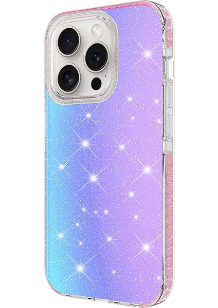iPhone 15 Pro Max - Uyumlu Parlak Renk Geçişli Appfube Velle Kapak-Pembe Koyu