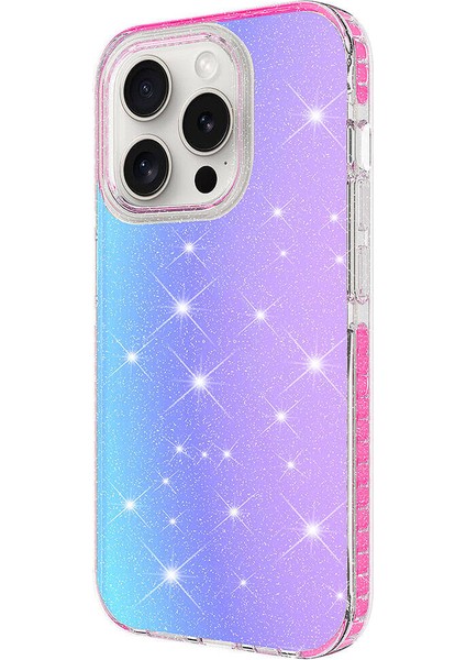 iPhone 15 Pro Max - Uyumlu Parlak Renk Geçişli Appfube Velle Kapak-Pembe Koyu