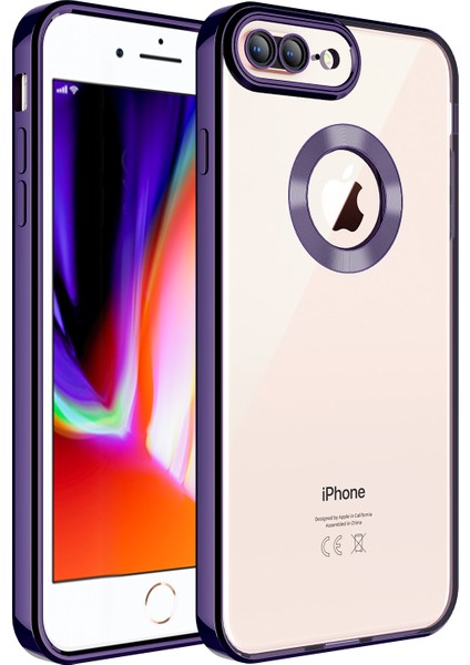 iPhone 8 Plus - Uyumlu Kamera Korumalı Logo Gösteren Appfube Omega Kapak-Derin Mor