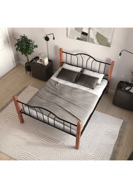 Pasifik Çift Kişilik Ferforje Ahşap Metal Karyola 160x200 Siyah modelleri