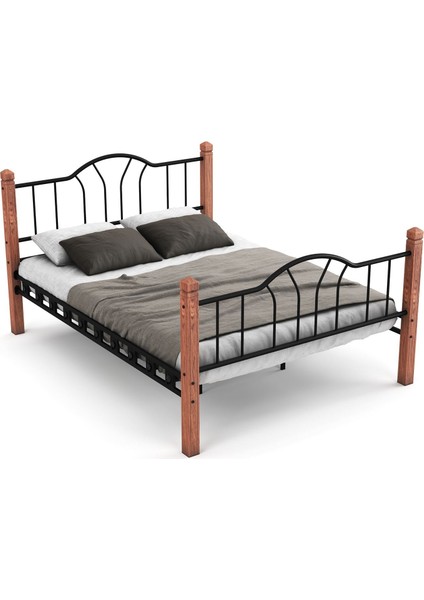 Pasifik Çift Kişilik Ferforje Ahşap Metal Karyola 160x200 Siyah fırsatları