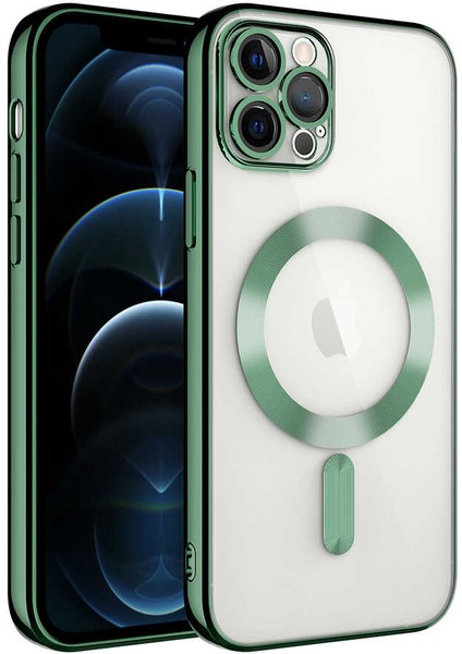 iPhone 12 Pro Max - Uyumlu Kamera Korumalı Magsafe Wireless Şarj Özellikli Appfube Demre Kapak-Lila