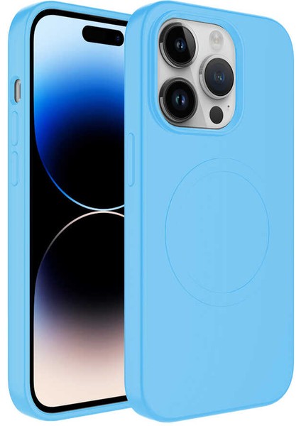 iPhone 11 Pro Max - Uyumlu Magsafe Wireless Şarj Özellikli Pastel Renk Silikon Appfube Plas Kapak-Mavi Açık