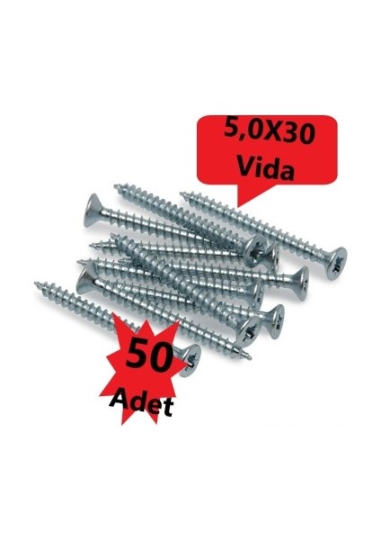 Sunta Vidası 5,0X30, 50 Adet Tam Diş SNT YHB Vida