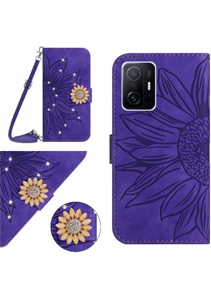 Xiaomi 11T/11T Pro Telefon Kılıfı Ayçiçeği Deri Cüzdan ile Bir (Yurt Dışından)