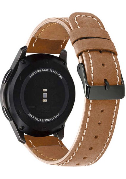 Xiaomi Amazfit Pace 22MM Uyumlu Krd-29 Deri Kordon Mıy Kahverengi