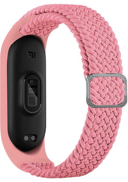 Xiaomi Mi Band 5 Uyumlu Krd-49 Örgü Kordon Mıy Pembe