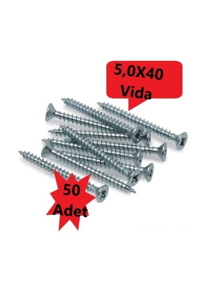 Sunta Vidası 5,0X40, 50 Adet Tam Diş SNT YHB Vida