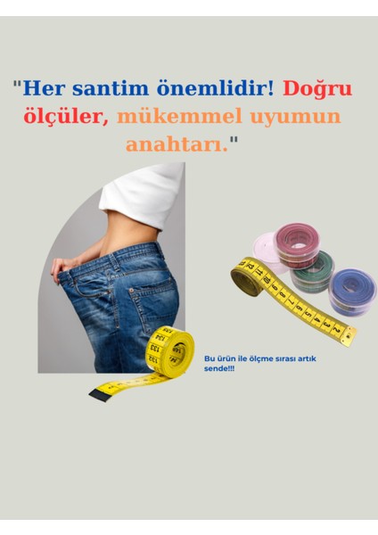 Mezura Vücut Ölçüm Beden Ölçmek Için Mezura Klasik Terzi Mezurası 150 cm Mezura Tekstil Renkli