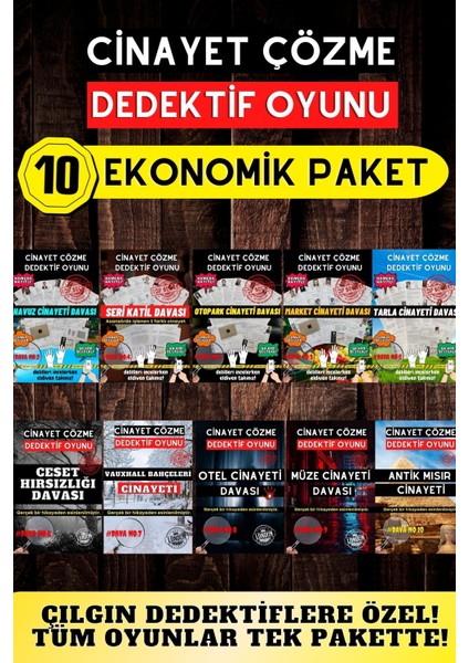 10'lu Paket Cinayet Çözme - Ekonomik Paket Dedektif Oyunu - Çözülmeyen Davalar - Katil Kim Oyunu