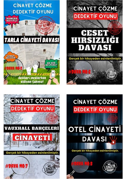 10'lu Paket Cinayet Çözme - Ekonomik Paket Dedektif Oyunu - Çözülmeyen Davalar - Katil Kim Oyunu