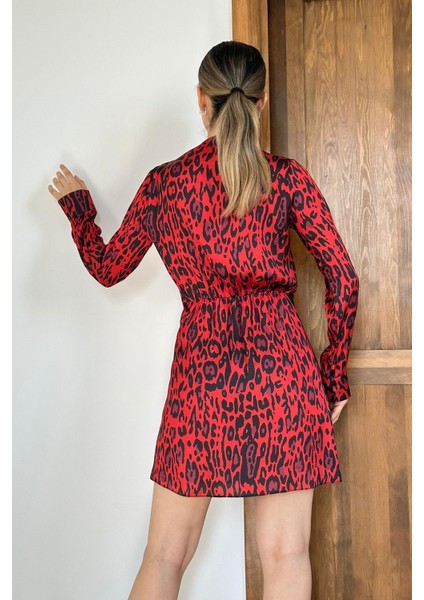 Leopar Desenli Saten Elbise indirimleri