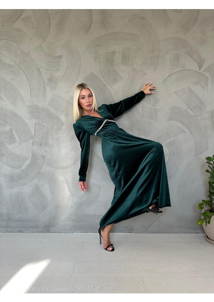 Göğüs Altı Taşlı Elbise