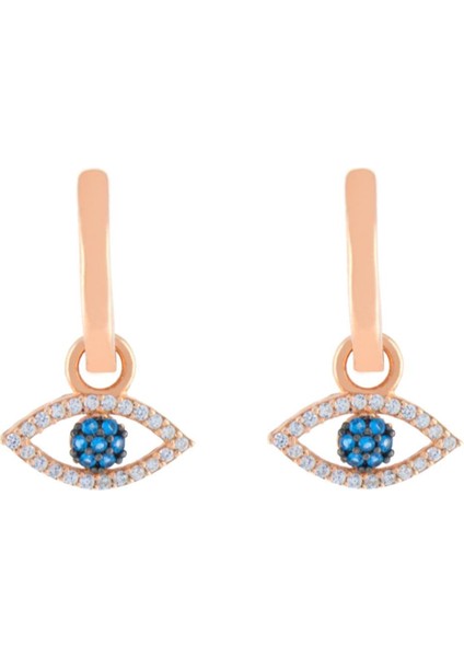 925 Ayar Gümüş Mavi Taş Detay Göz Küpe fiyatları