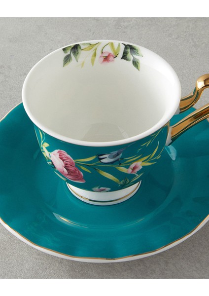Vanilla New Bone China 4 Parça 2 Kişilik Çay Fincanı Takımı Turkuaz