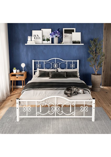 Pero Çift Kişilik Ferforje Metal Karyola 140x190 Beyaz fiyatları