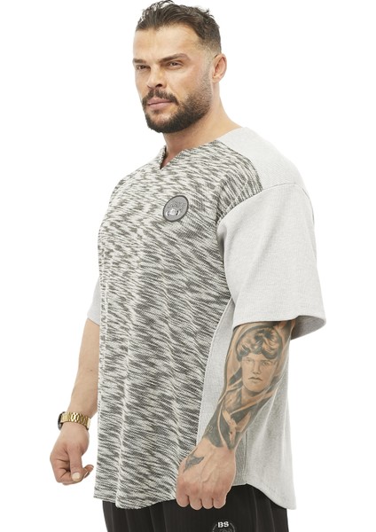 Oversize Antrenman T-Shirt Parçalı Rag Top