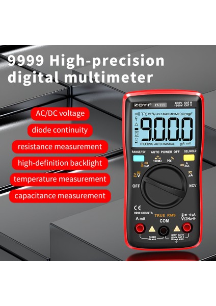 Zoyı ZT-111, Multimeter T-Rms 9999 Multimeter Tester, Ac Dc Current, Voltage Up To 10A,1000V Amp Meter, Voltage Tester, Voltmeter (Yurt Dışından)