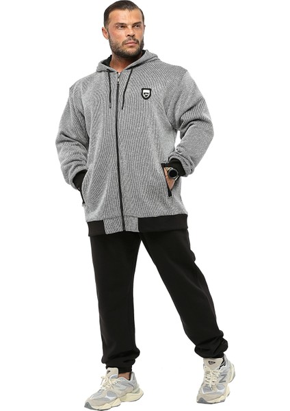 Oversize Kapşonlu Spor Ceket Dokulu Eşofman Üstü Bgsm 3643 modelleri