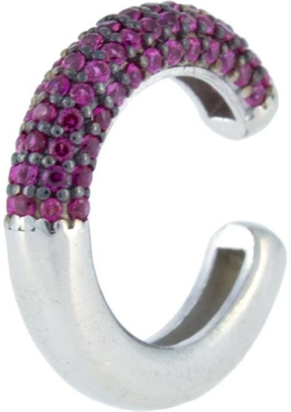 925 Ayar Gümüş Yarı Taş İşlemeli Kıkırdak Küpe