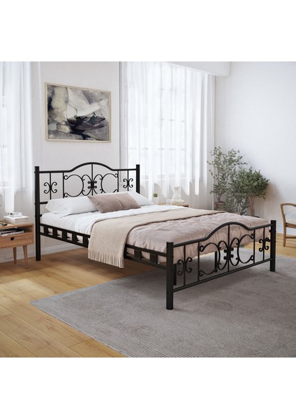 Pero Çift Kişilik Ferforje Metal Karyola 140x200 Siyah