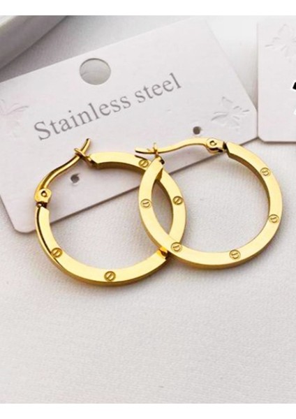 Cartier Halka Gold Çelik Küpe