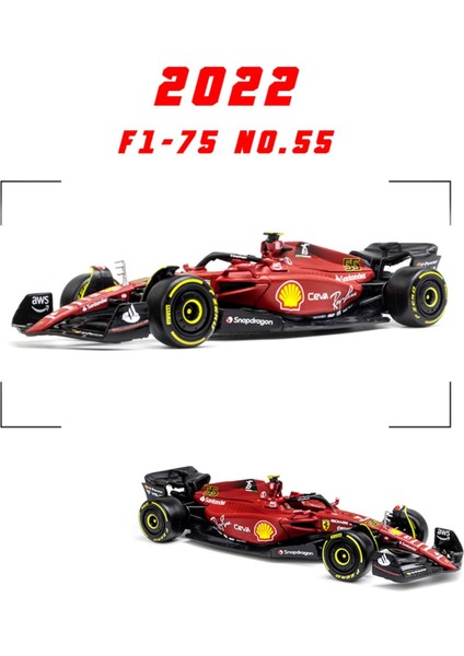Bburago 1:43 Son 2022 F1-75#55 Carlos Sainz 1/43 Alaşım Yarışı F1-75#55 Lüks Formula 1 Statik Döküm Araçlar Koleksiyon Araba Modeli Koleksiyonu Hediyeler (Standart F1-75#55) (Yurt Dışından)