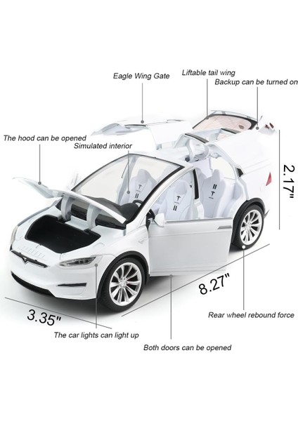 Çinko Alaşım Tesla Model x Araba Modeli, 1:24 Ölçekli Simülasyon Döküm Araba Modeli Geri Çekin Döküm Oyuncak Araba, Mini Araçlar Bebekler Çocuklar Için Işıklar ve Müzikli Oyuncakla (Yurt Dışından) modelleri