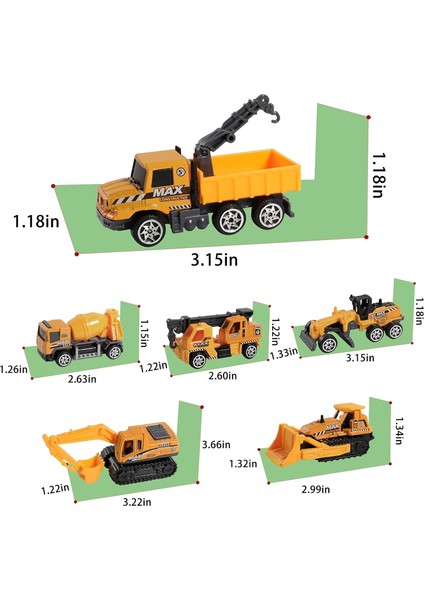 Inşaat Kamyonu Oyuncakları, 6 Adet Mini Mühendis Araba Oyuncakları Küçük Inşaat Aracı Buldozer Silindir Ekskavatör Çimento Karıştırıcı Kamyon Damperli Traktör Kek Topper Parti Hedi (Yurt Dışından) fiyatları