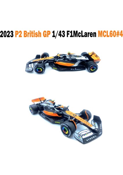 Bburago 1:43 2023 F1MCLAREN MCL60#4 Britanya Gp Lando Norris Alaşım Yarış Arabası 1/43 Formula 1 Model Araba Döküm Yetişkin Koleksiyon Araçları (Standart Baskı) (Yurt Dışından)