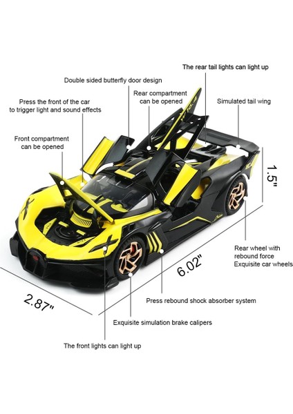 Döküm Oyuncak Araba Bugatti Bolide Spor Araba Modeli, Çinko Alaşım Simülasyon Döküm Geri Çekin Araçlar, 1:32 Ölçekli Mini Elektronik Süper Araba Oyuncakları Bebekler Çocuklar Için (Yurt Dışından) modelleri