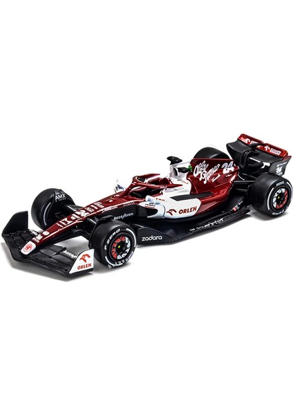 Bburago 1:43 2022 Alfa Romeo F1 Yarış Takımı C42 #24 Guanyu Zhou #77 Valtteri Bottas Alaşım Araba Pres Döküm Model Araç Oyuncak Koleksiyonu (2022 C42 No.24) (Yurt Dışından)
