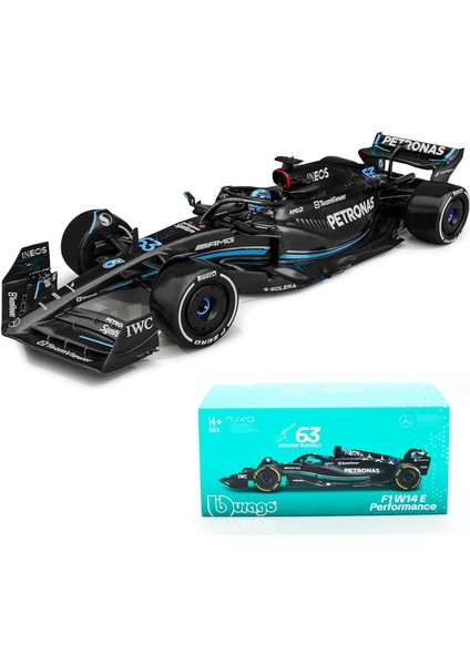 1/43 Bburago 1:43 Mercedes-Amg Petronas F1 Takımı W14 2023 44 # Lewis Hamilton F1 63 # George Russell Alaşım Araba Döküm Modeli Koleksiyonu Hediye (W14 63 # W/sürücü) (Yurt Dışından)