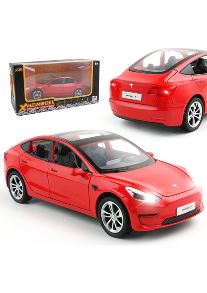 Çinko Alaşım Tesla Model 3 Araba Modeli, 1:24 Ölçekli Simülasyon Döküm Araba Modeli Geri Çekin Döküm Oyuncak Araba, Mini Araçlar Bebekler Çocuklar Için Işıklar ve Müzikli Oyuncakla (Yurt Dışından)
