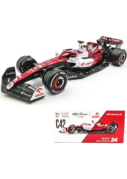 Bburago 1:43 2022 Alfa Romeo F1 Yarış Takımı C42 #24 Guanyu Zhou #77 Valtteri Bottas Alaşım Araba Pres Döküm Model Araç Oyuncak Koleksiyonu (2022 C42 No.24 W/akrilik Kutu) (Yurt Dışından)