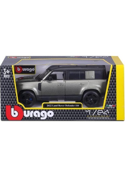 2022 Defender 110 Yeşil Metalik Siyah Üstlü ve Açılır Tavanlı 1/24 Pres Döküm Model Araba By Bburago 21101GRN (Yurt Dışından)
