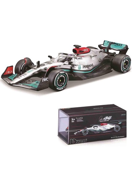1:43 2022 F1 Mercedes-Amg Takımı W13 #44 Lewis Hamilton #63 Georage Russell Alaşım Lüks Araç Pres Döküm Araba Model Oyuncak (2022 W13 No.44 Ciltli) (Yurt Dışından)