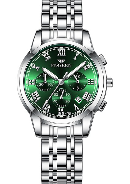 Çift Izle Aydınlık Takvim Su Geçirmez Moda Taklit Üç Gözlü Altı Pinli Spor Iş Çelik Bantlı Erkek Saati (Yurt Dışından)
