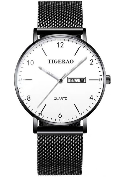 Izle Erkek Su Geçirmez Çift Takvim Trendy Yıldızlı Gökyüzü Mekanik Olmayan Saat Quartz Saat Aydınlık (Yurt Dışından)