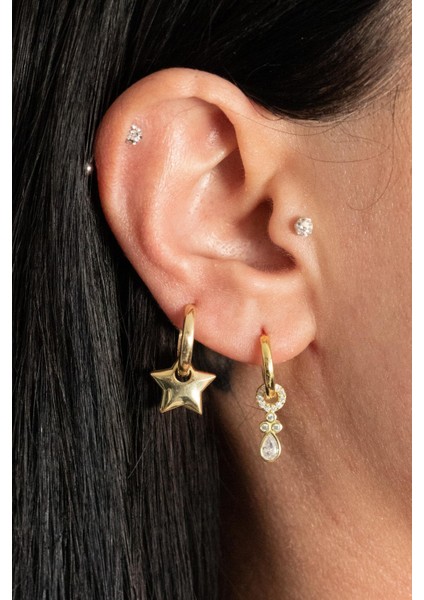 925 Ayar Gümüş Sallantılı Yıldız Küpe modelleri