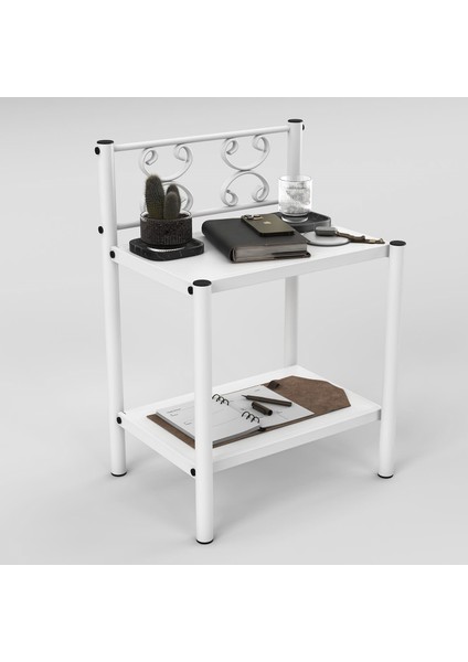 Stella Retro Ferforje Metal Komodin Beyaz modelleri