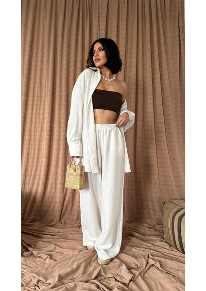 Rio Keten Bol Kesim Gömlek ve Pantolon Takım - Beyaz fiyatları