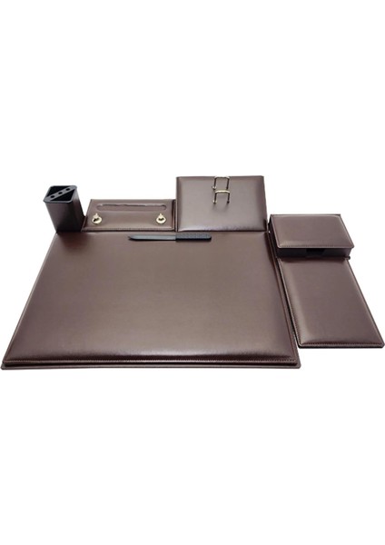 Düz Suni Deri Sümen Takımı 7 Parça Kahverengi