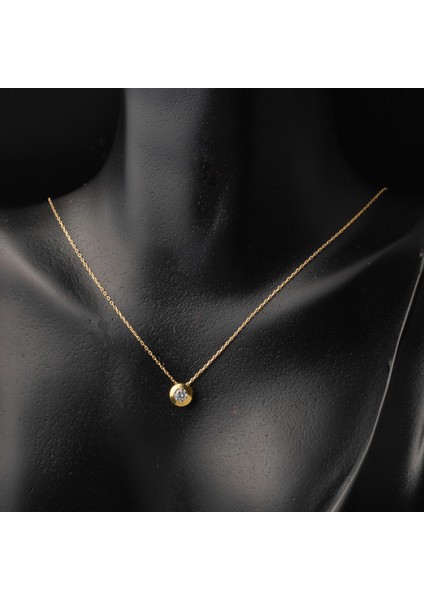 Tek Taşlı Yuvarlak Tasarım 22 Ayar Altın Kolye fiyatları