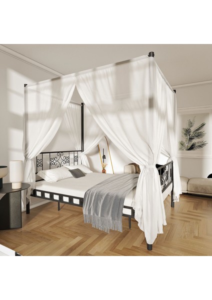Stella Sultan Başlıklı Çift Kişilik Ferforje Metal Karyola (Cibinliksiz) 140x200 Siyah modelleri