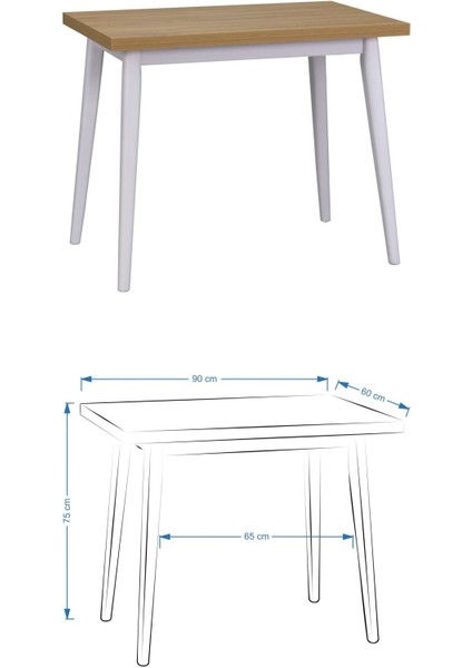 Ege Sandalye Avanos Ahşap Mdf Mutfak Masası Takımı - 60X90 cm fırsatları