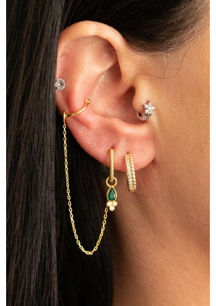 925 Ayar Gümüş Taş İşlemeli Halka Küpe fırsatları